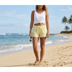 NWT! $52 Volcom Yellow Stripe Sunday Strut Shorts Elastic Waist, Size XXL